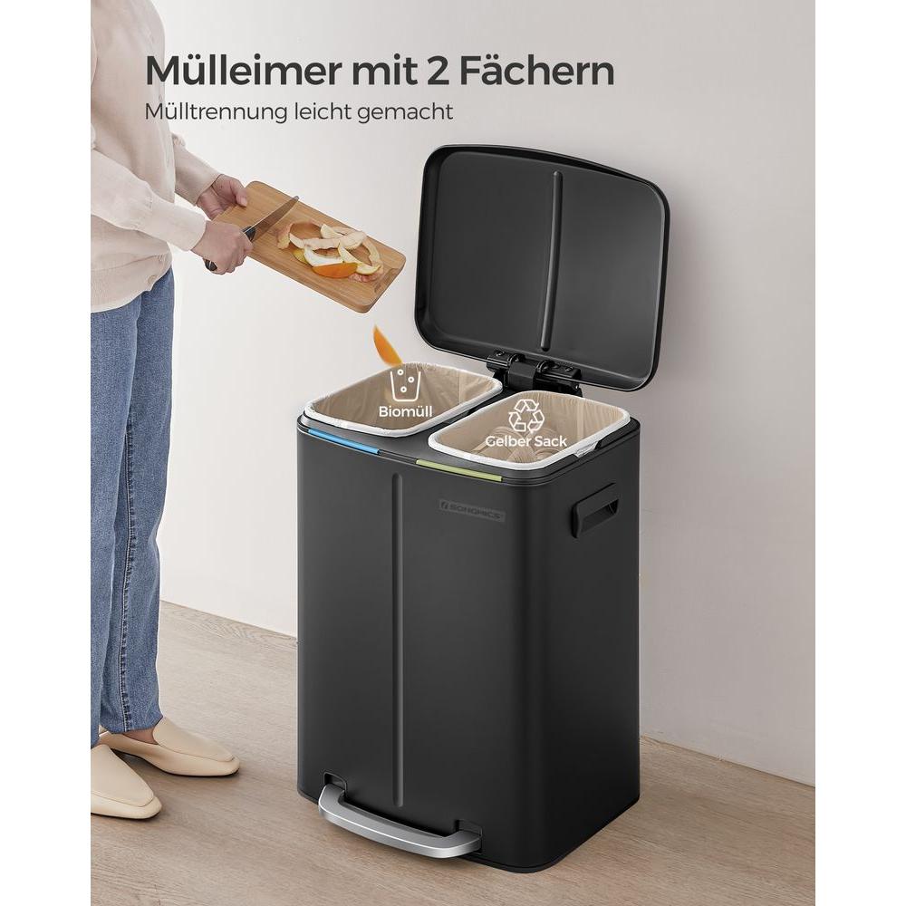 Affaldssorteringsspand 40 Liter med 2 Rum – Kompakt Skraldespand til Kildesortering – produktvisning 22 | Noreva Home
