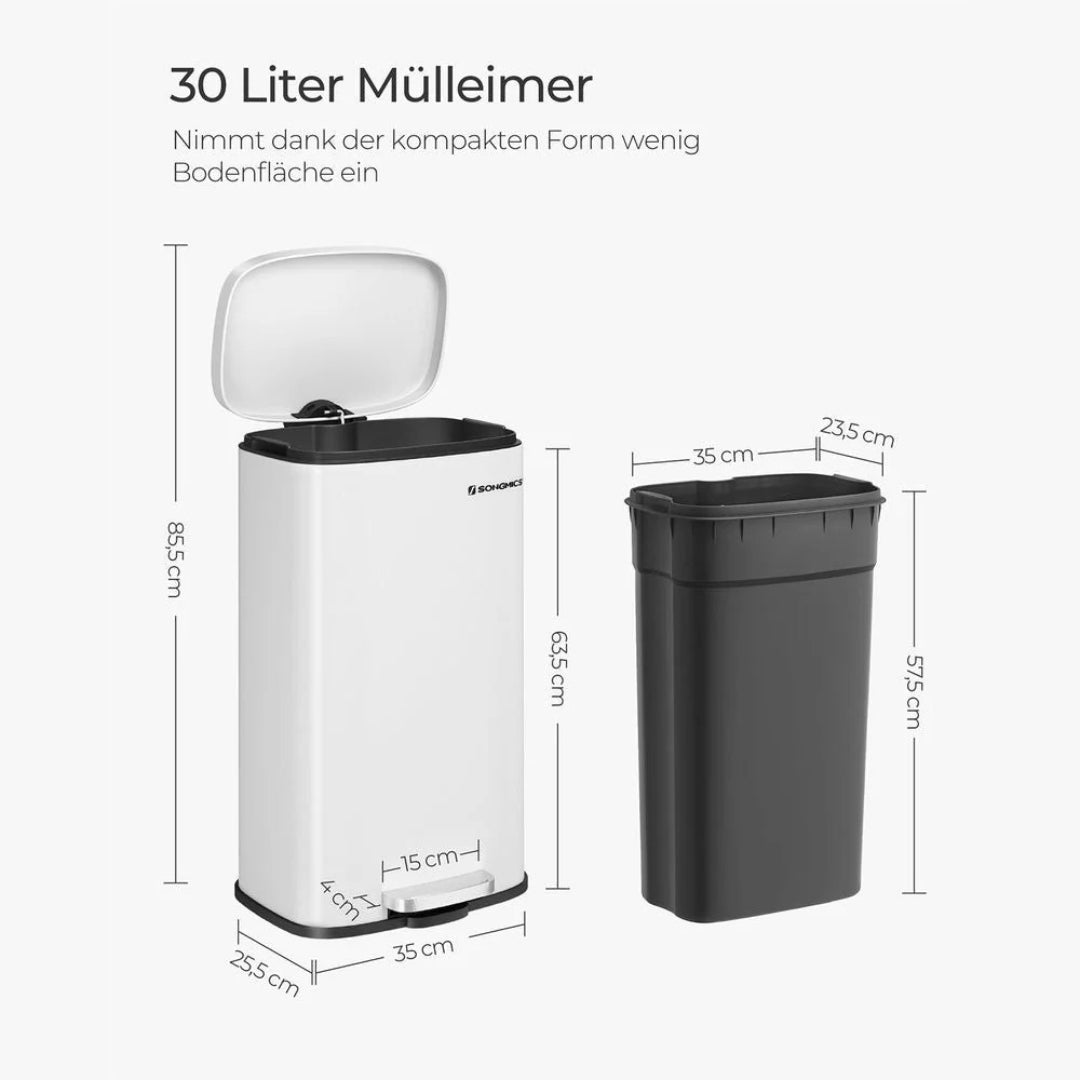 Affaldsspand 30L pedalspand i rustfrit stål – produktvisning 13 | Noreva Home