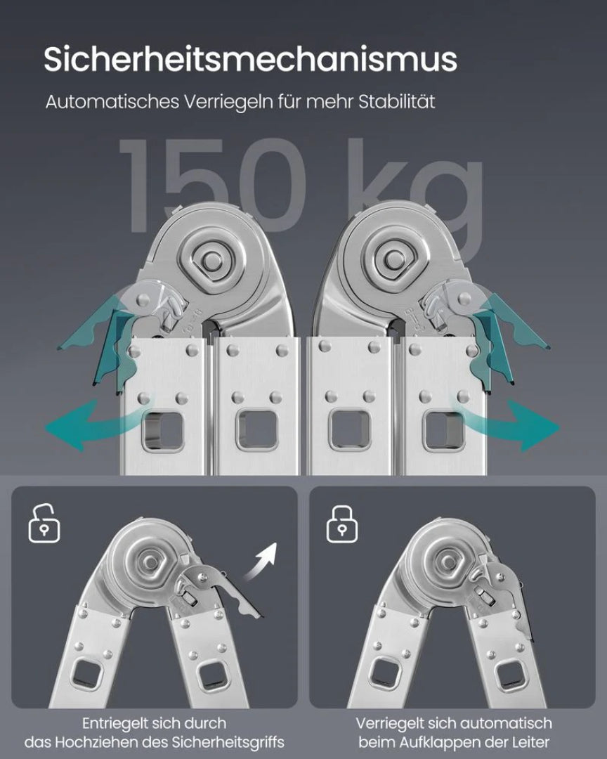 Aluminium foldestige 6-i-1 multifunktionsstige – produktvisning 4 | Noreva Home