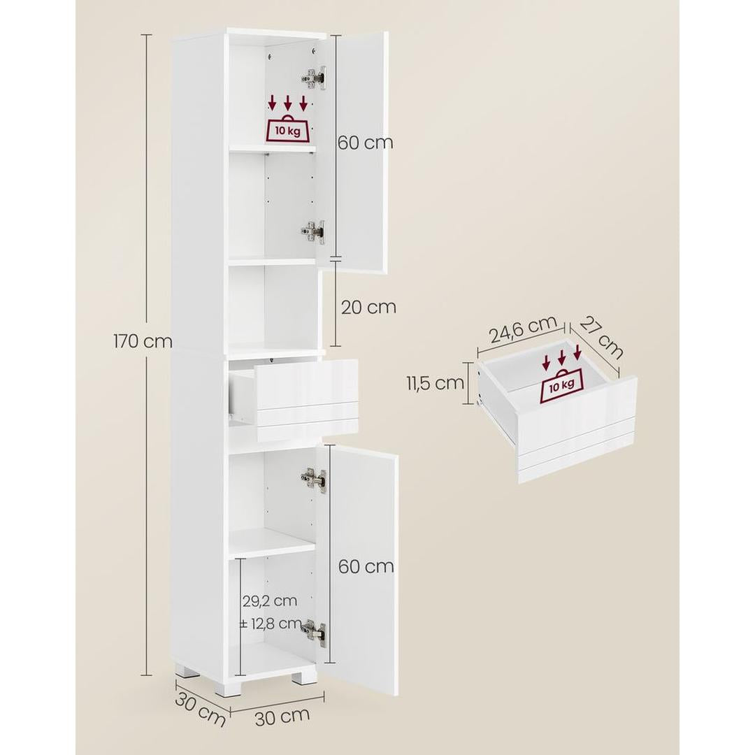 Badeværelsesskab 30 × 30 × 170 cm – Højskab med Over- og Underskab – produktvisning 6 | Noreva Home