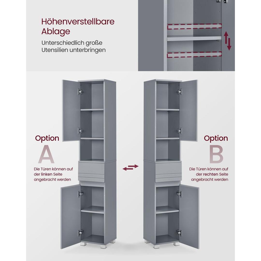 Badeværelsesskab 30 × 30 × 170 cm – Højskab med Over- og Underskab – produktvisning 10 | Noreva Home