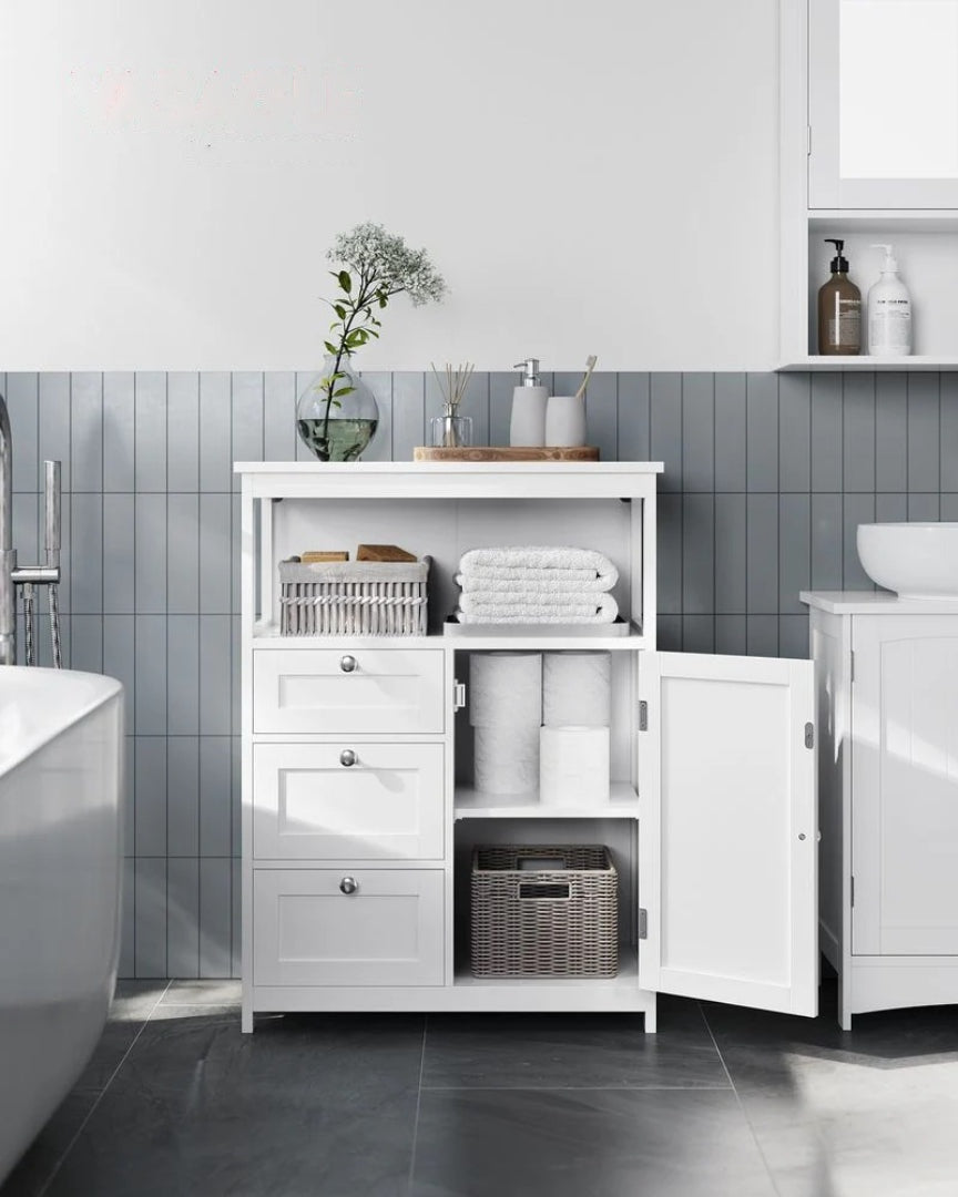Badeværelsesskab med 3 skuffer og justerbar hylde, produktvisning 2 | Noreva Home