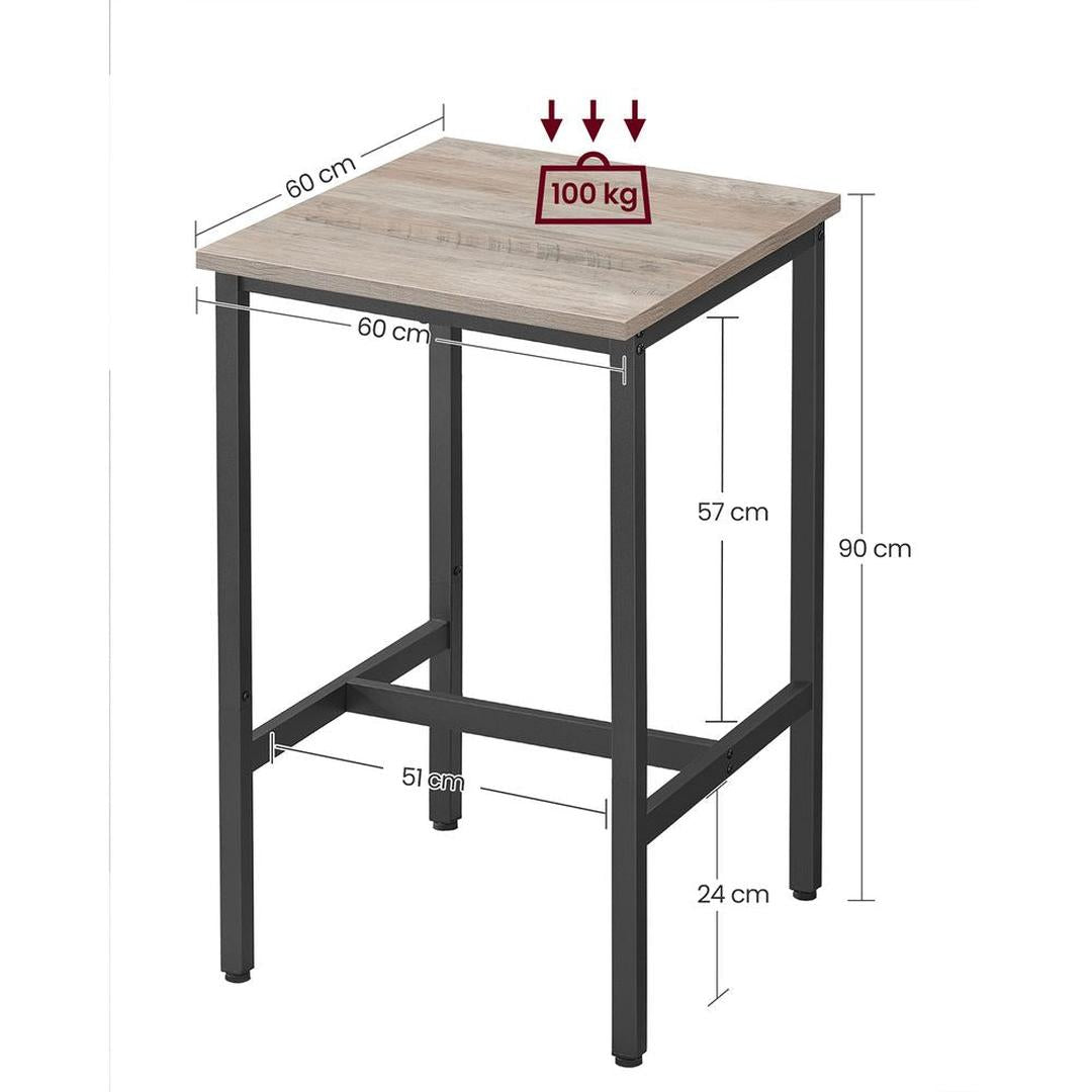 Barbord med stålstel – kvadratisk bord i industriel stil – produktvisning 9 | Noreva Home