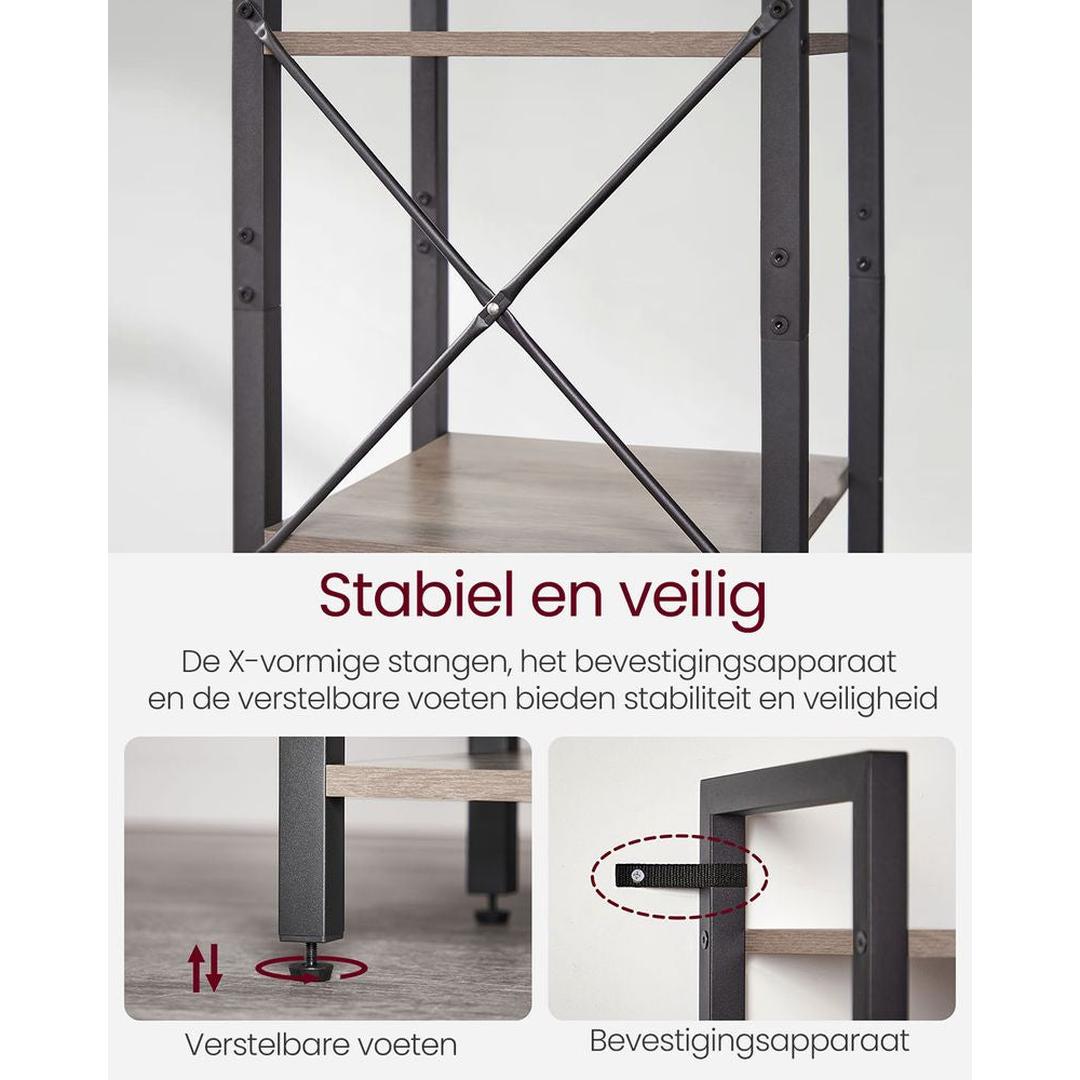 Bogreol med 6 Hylder – Industriel Opbevaringsreol af Stål og Spånplade – produktvisning 19 | Noreva Home