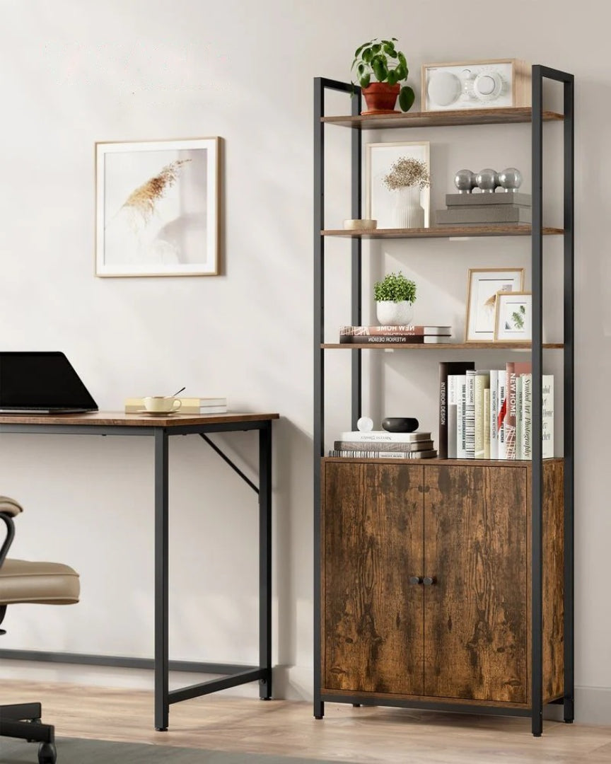 Bogreol med 6 niveauer, låge og justerbare hylder, produktvisning 3 | Noreva Home