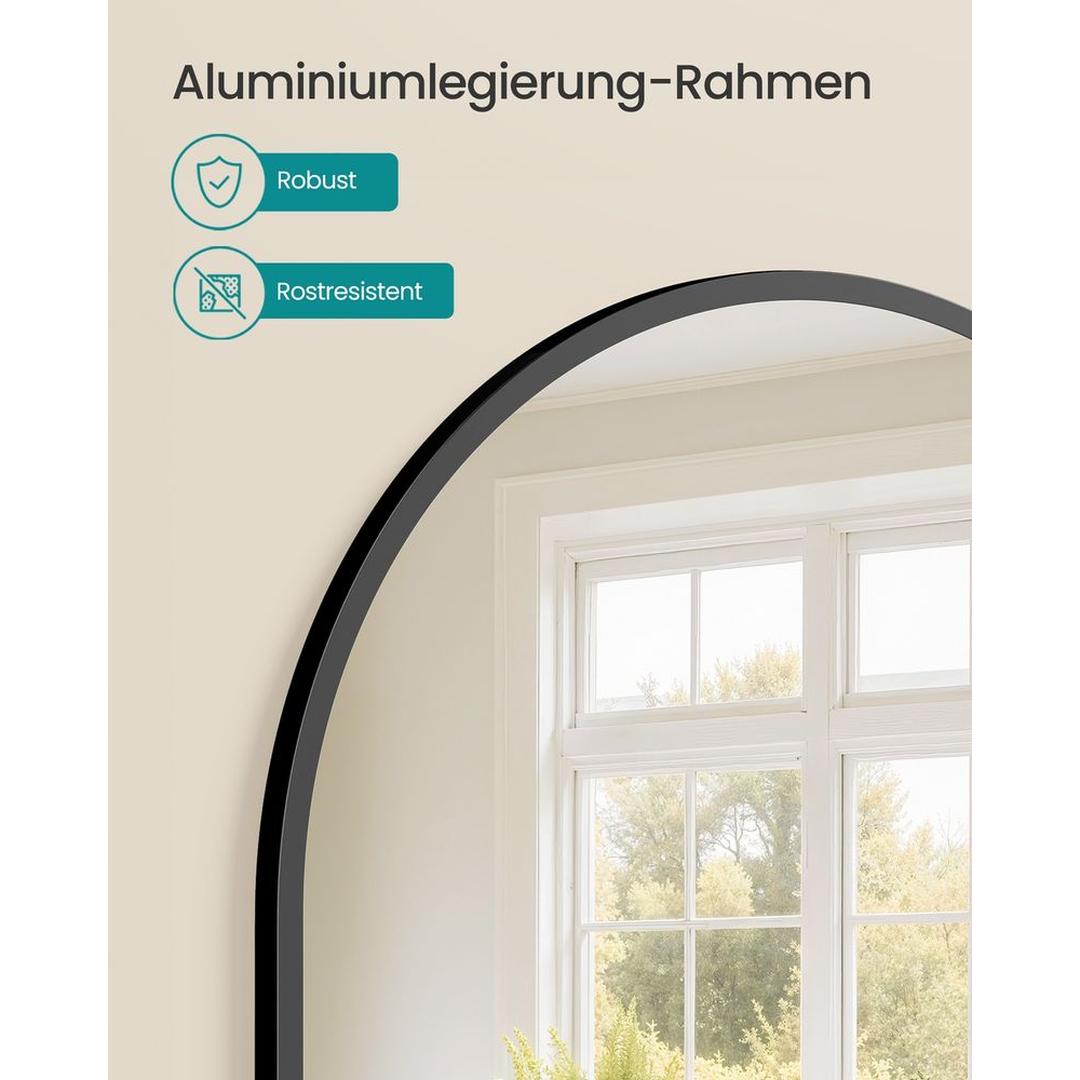 Buet vægspejl med aluminiumsramme – badeværelsesspejl i hærdet glas – produktvisning 10 | Noreva Home
