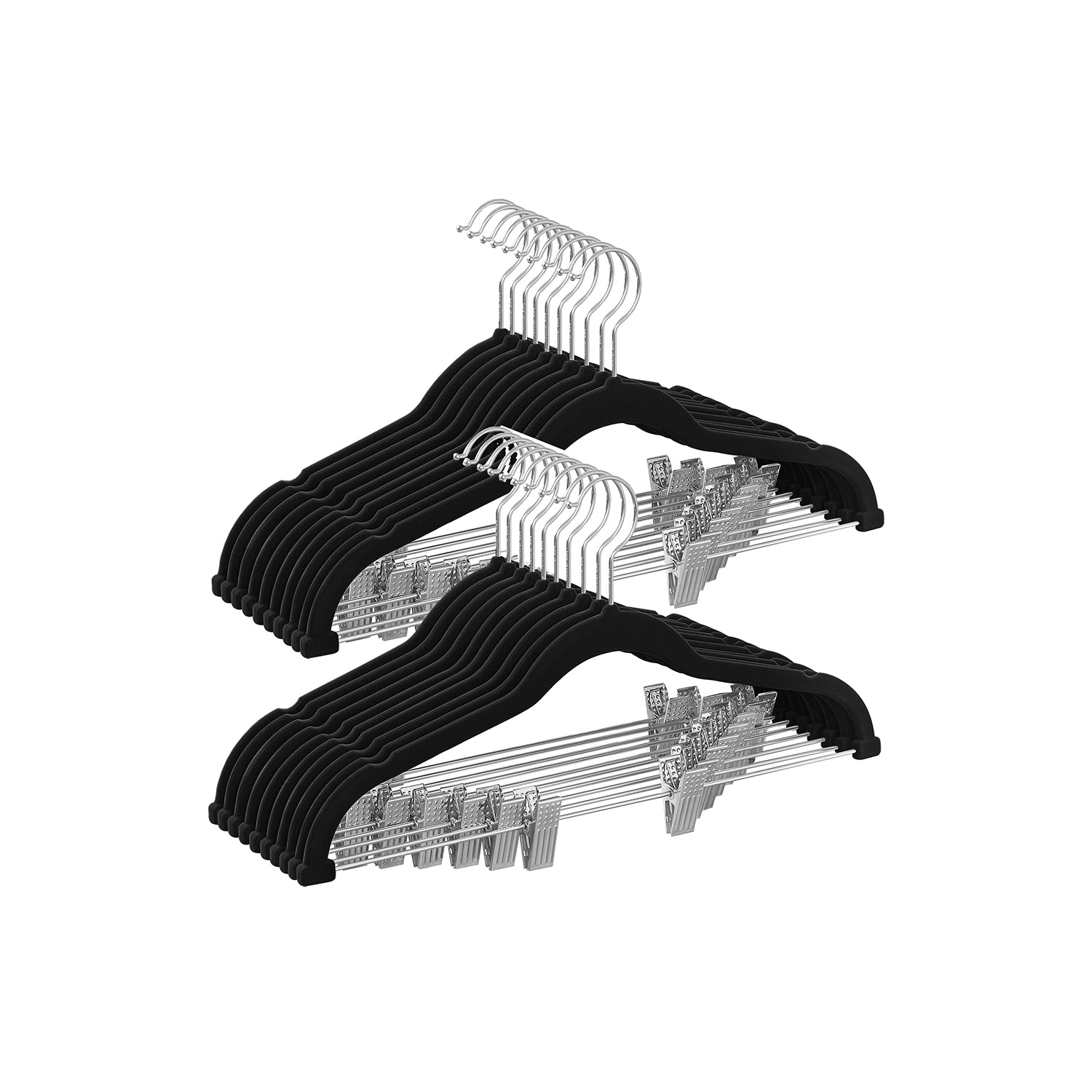 Buksebøjler i velour med justerbare clips, 20 eller 30 stk., produktvisning 4 | Noreva Home