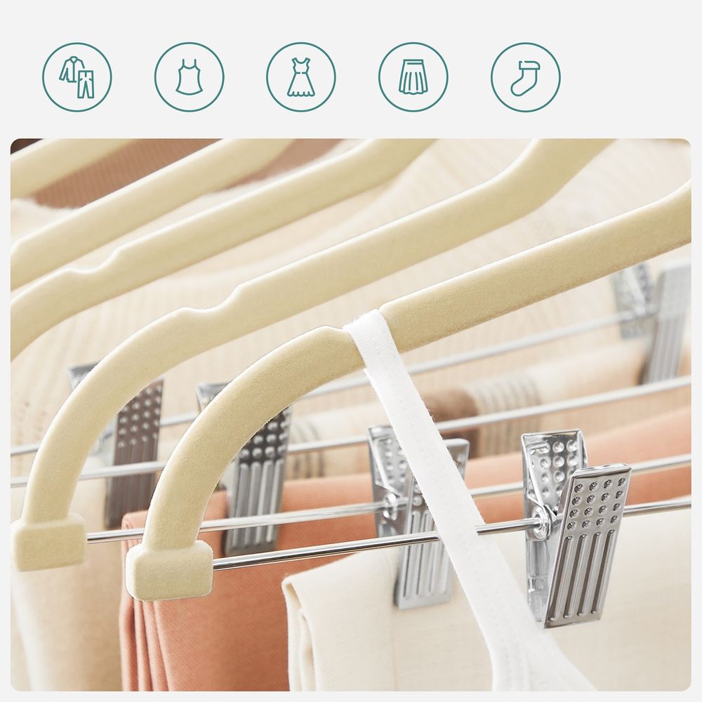 Buksebøjler i velour med justerbare clips, 20 eller 30 stk., produktvisning 22 | Noreva Home