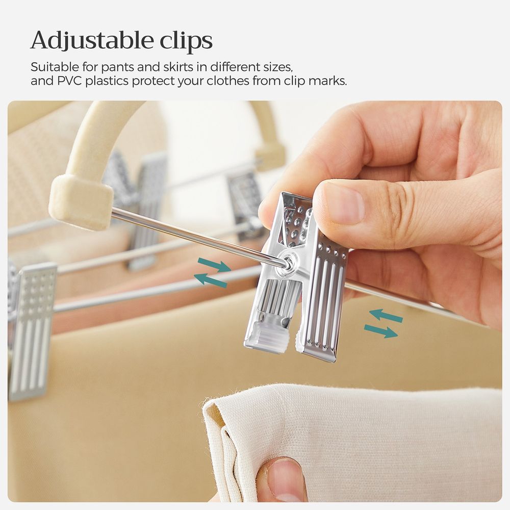 Buksebøjler i velour med justerbare clips, 20 eller 30 stk., produktvisning 27 | Noreva Home
