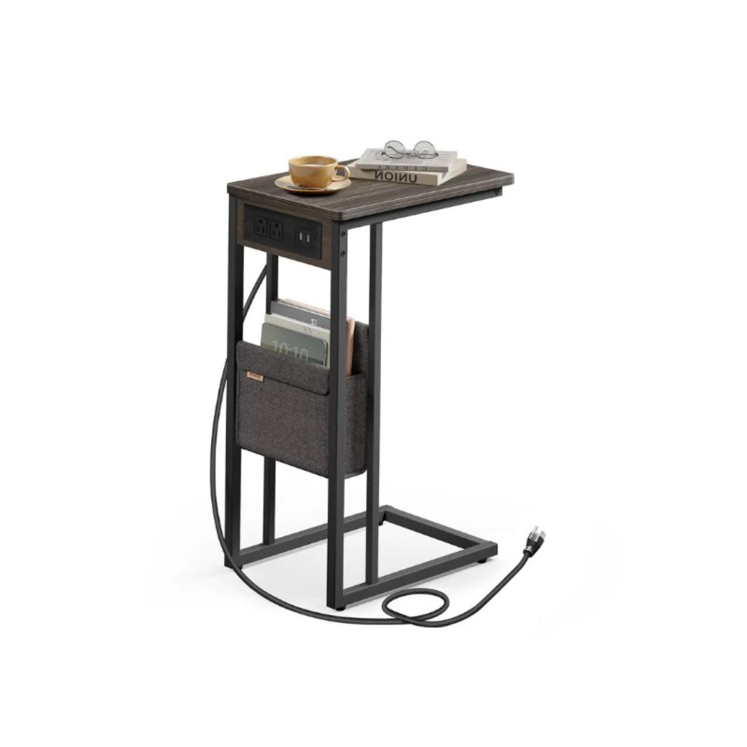 C-formet sidebord med ladestation og opbevaringspose, produktvisning 2 | Noreva Home
