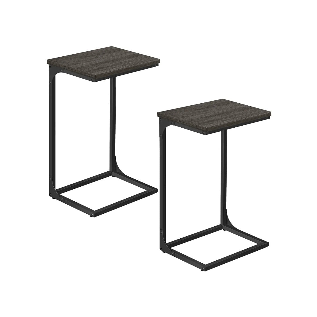C-formet sidebord med metalstel og justerbare fødder, enkelt eller sæt med to, produktvisning 9 | Noreva Home