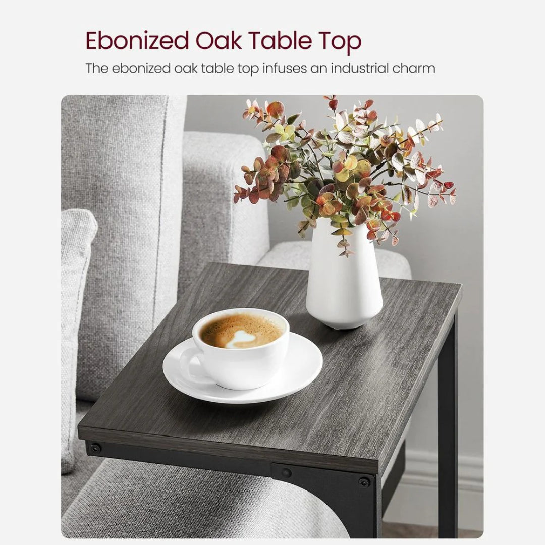 C-formet sidebord med metalstel og justerbare fødder, enkelt eller sæt med to, produktvisning 13 | Noreva Home