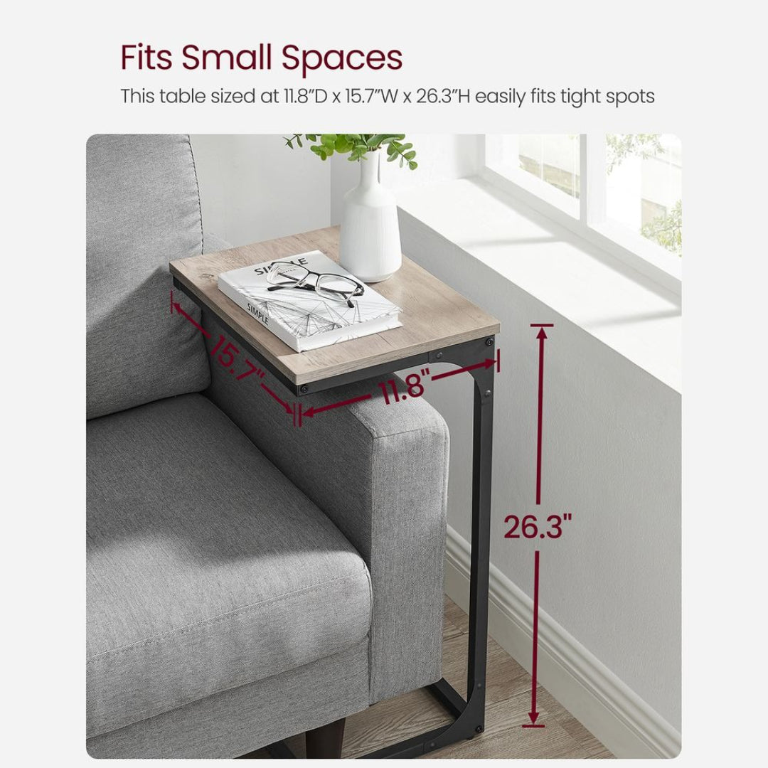 C-formet sidebord med metalstel og justerbare fødder, enkelt eller sæt med to, produktvisning 27 | Noreva Home