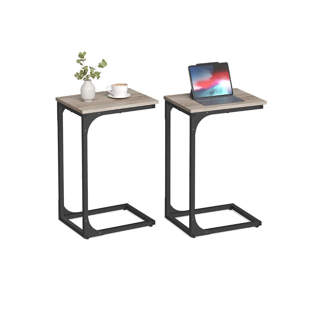 C-formet sidebord til sofa med stålstel, enkelt eller sæt med to, produktvisning 9 | Noreva Home