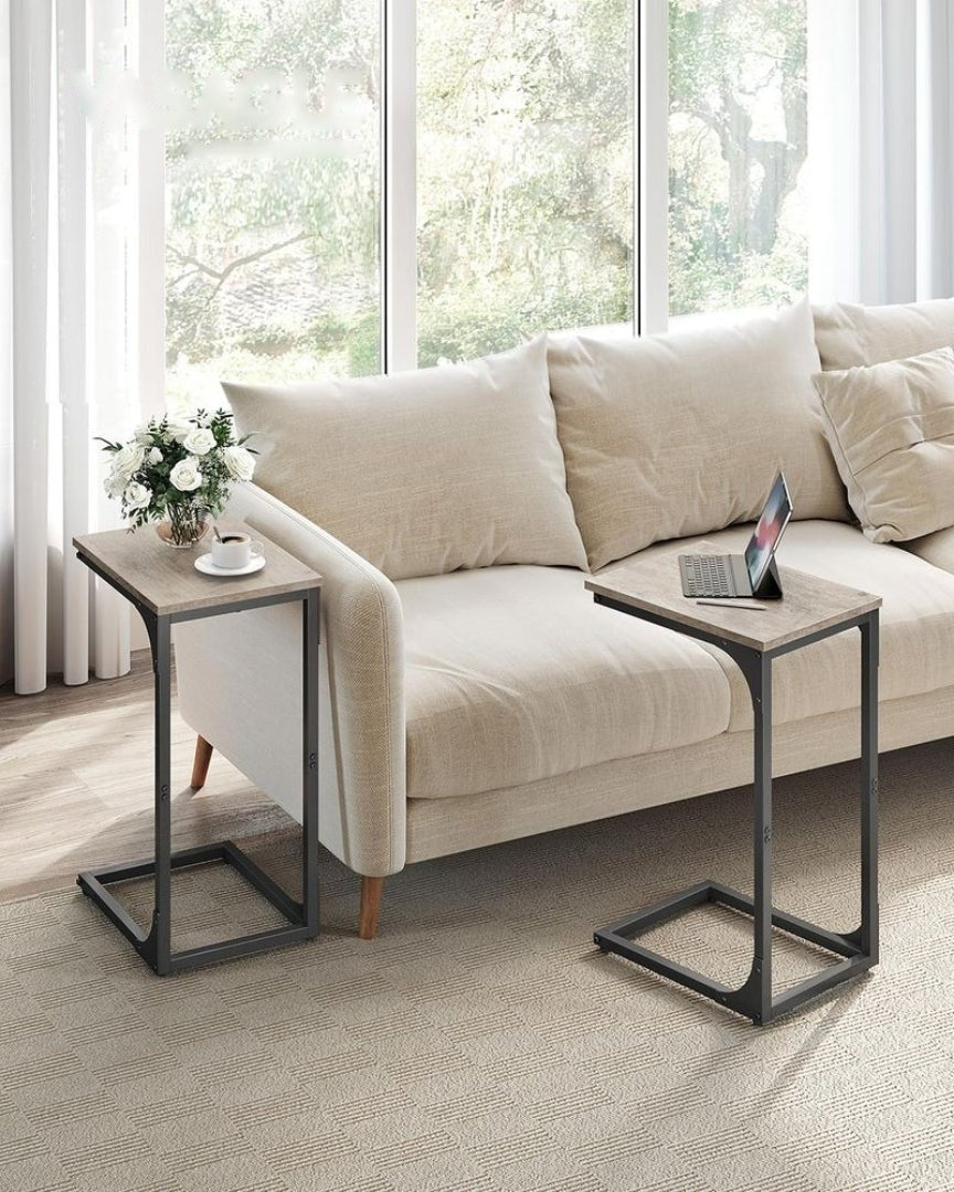 C-formet sidebord til sofa med stålstel, enkelt eller sæt med to, produktvisning 17 | Noreva Home
