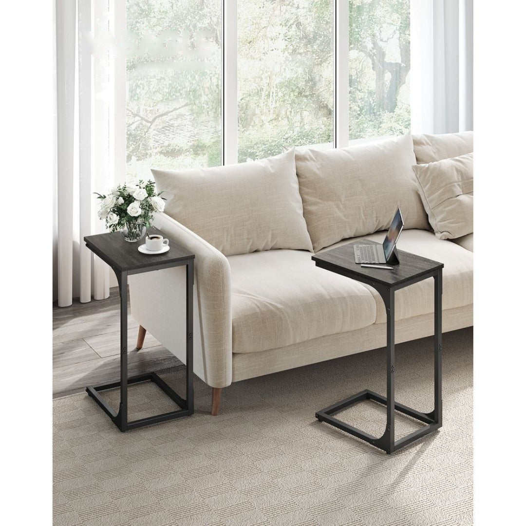 C-formet sidebord til sofa med stålstel, enkelt eller sæt med to, produktvisning 28 | Noreva Home