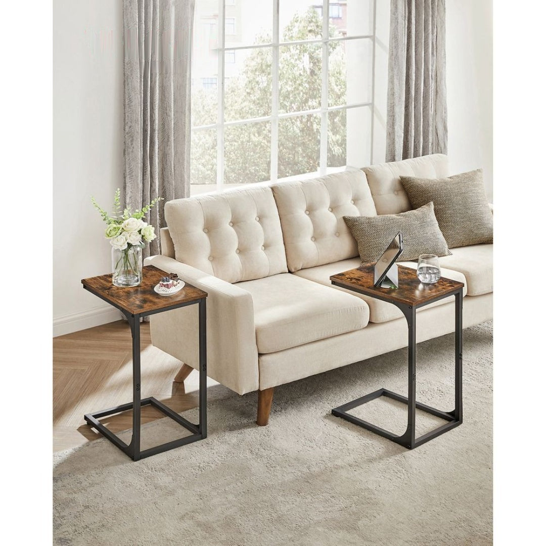 C-formet sidebord til sofa med stålstel, enkelt eller sæt med to, produktvisning 47 | Noreva Home