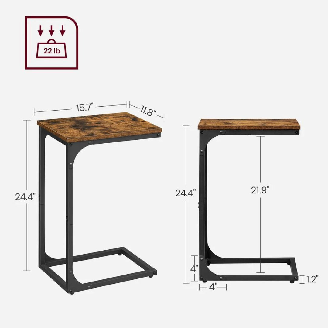 C-formet sidebord til sofa med stålstel, enkelt eller sæt med to, produktvisning 50 | Noreva Home