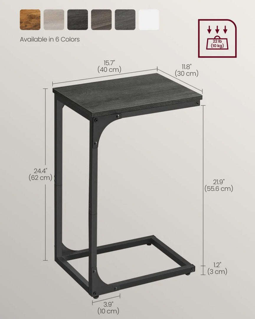 C-formet sidebord til sofa med stålstel, enkelt eller sæt med to, produktvisning 59 | Noreva Home