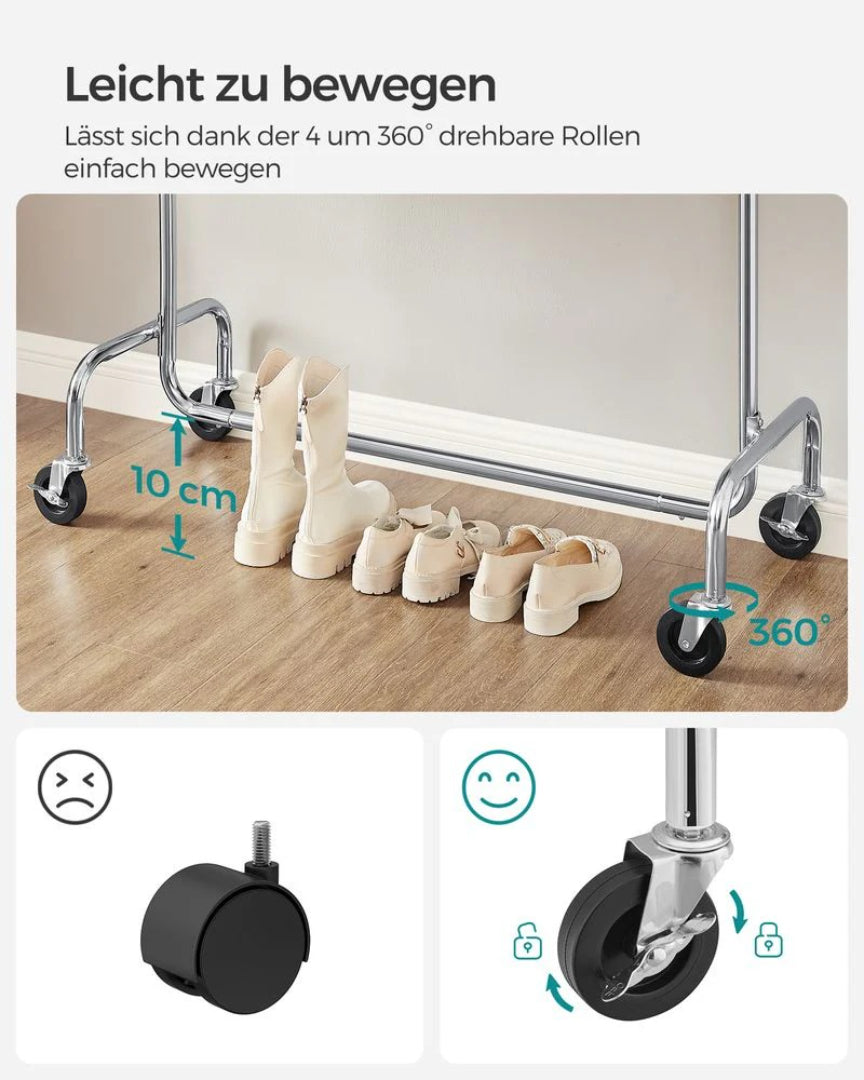 Ekstra kraftigt udtrækkeligt tøjstativ med hjul – produktvisning 4 | Noreva Home