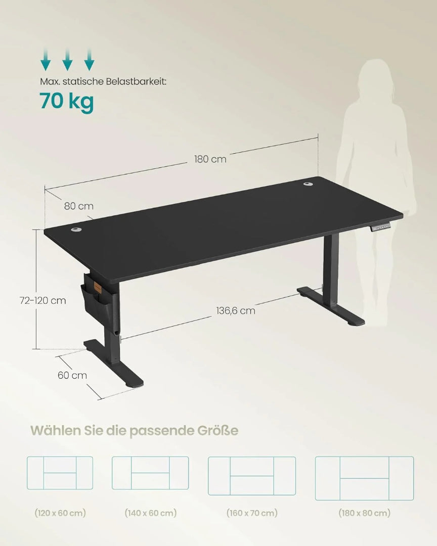 Elektrisk højdejusterbart skrivebord med 4 hukommelser og USB-C – produktvisning 11 | Noreva Home