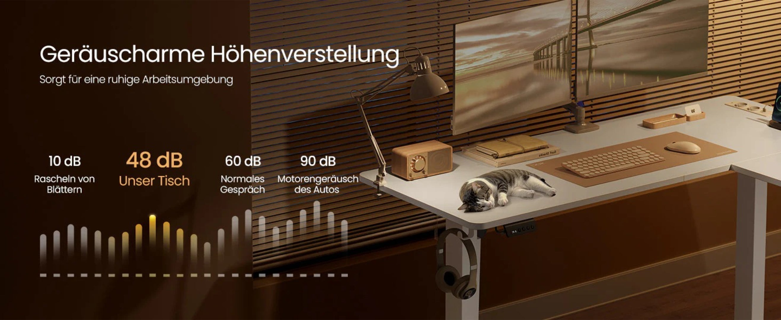 Elektrisk L-formet hæve-sænkebord 140x160 cm med USB – produktvisning 9 | Noreva Home