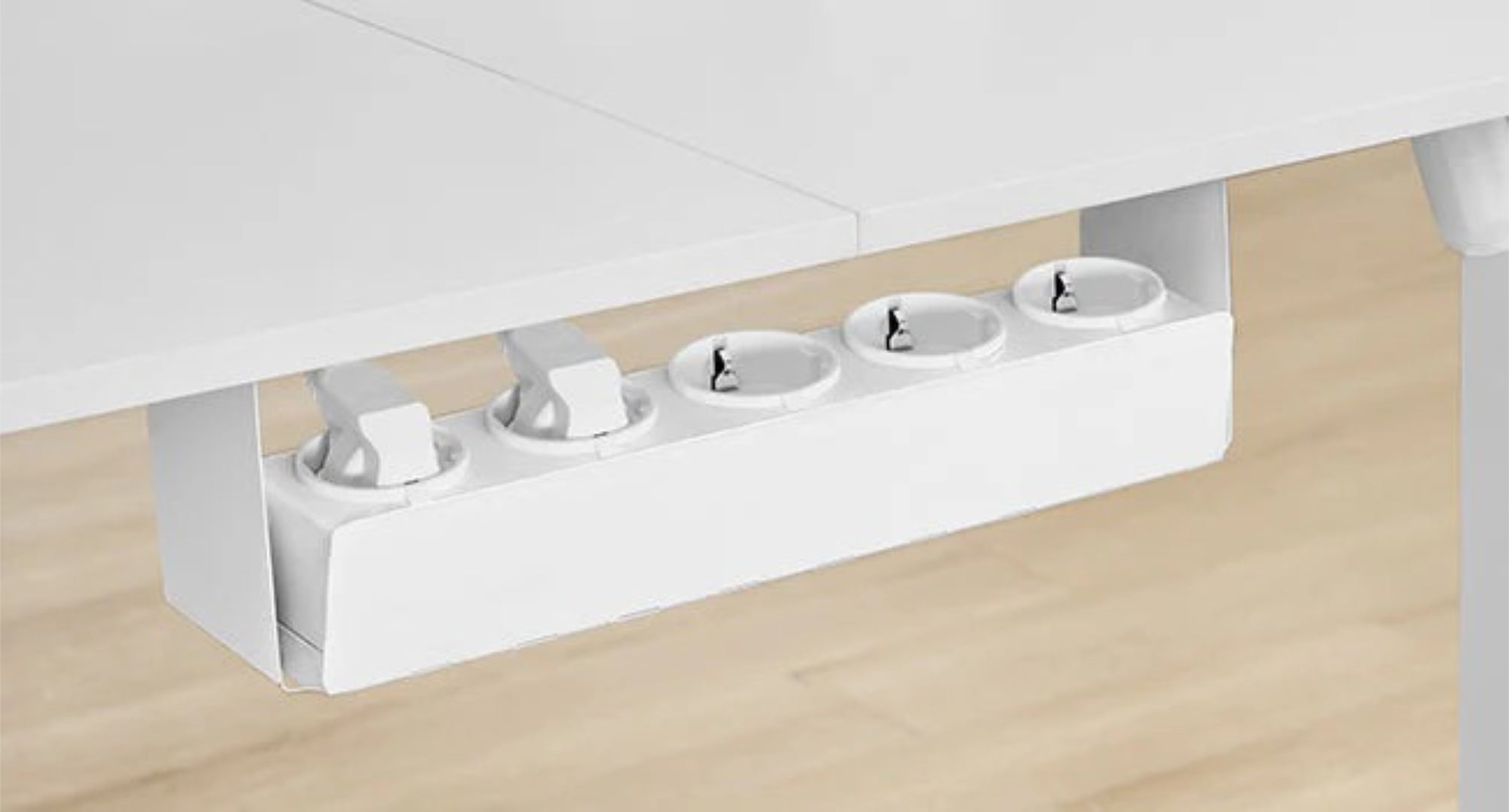 Elektrisk L-formet hæve-sænkebord 140x160 cm med USB – produktvisning 10 | Noreva Home