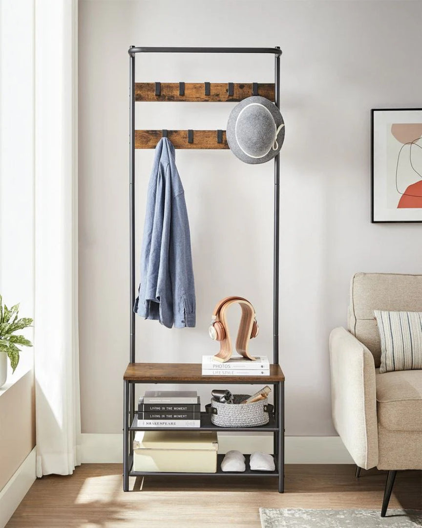 Entrégarderobe med bænk, 9 knager og skoopbevaring, produktvisning 4 | Noreva Home