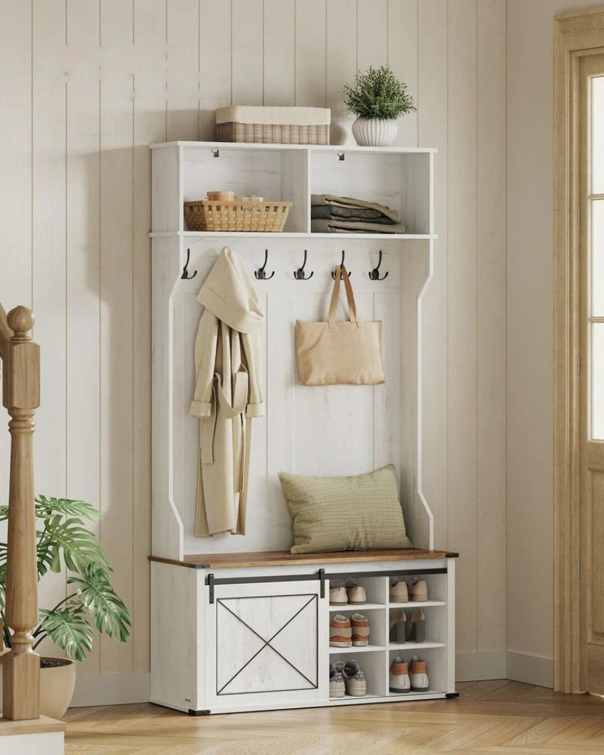 Entrégarderobe med bænk, skoskab og knager, produktvisning 2 | Noreva Home