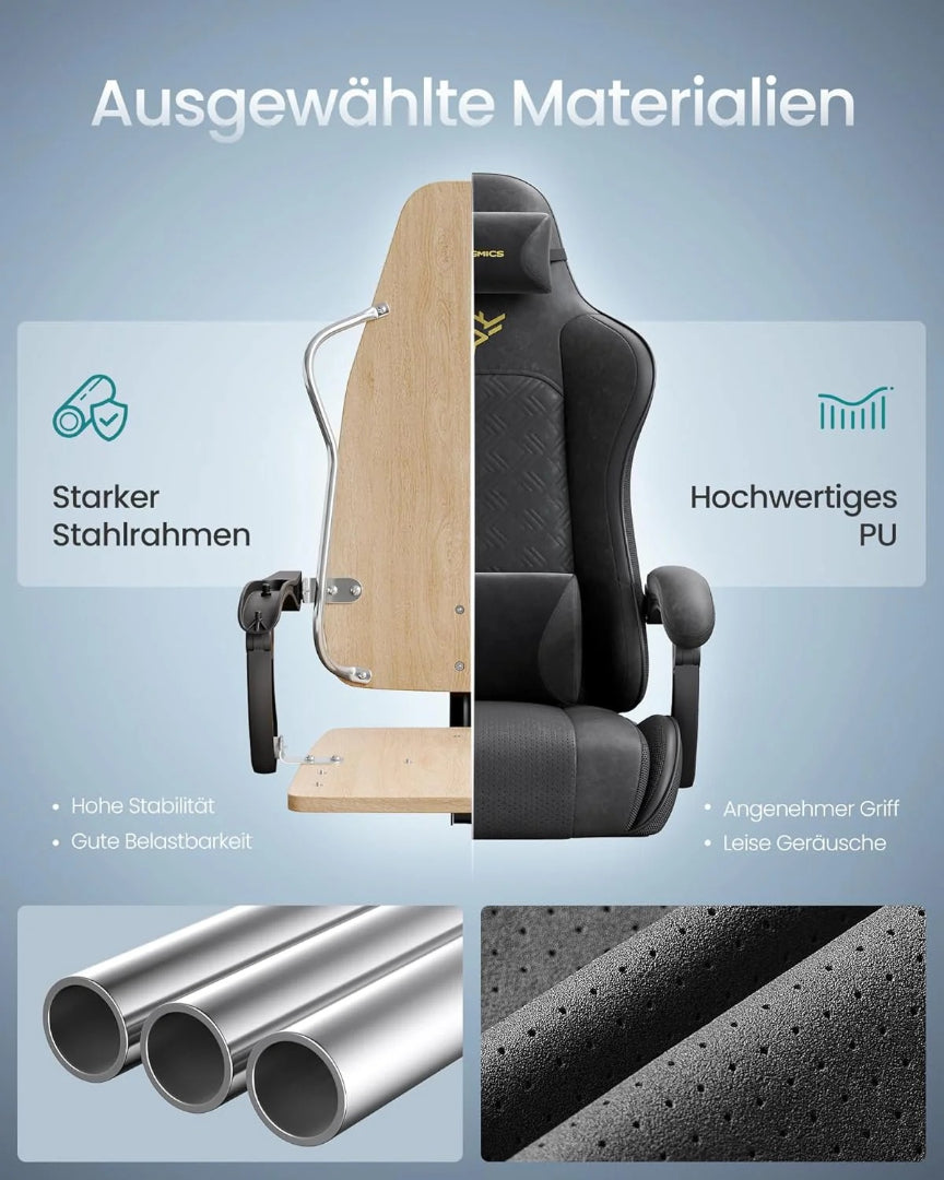 Ergonomisk gamingstol med fodstøtte og ryglæn – produktvisning 7 | Noreva Home