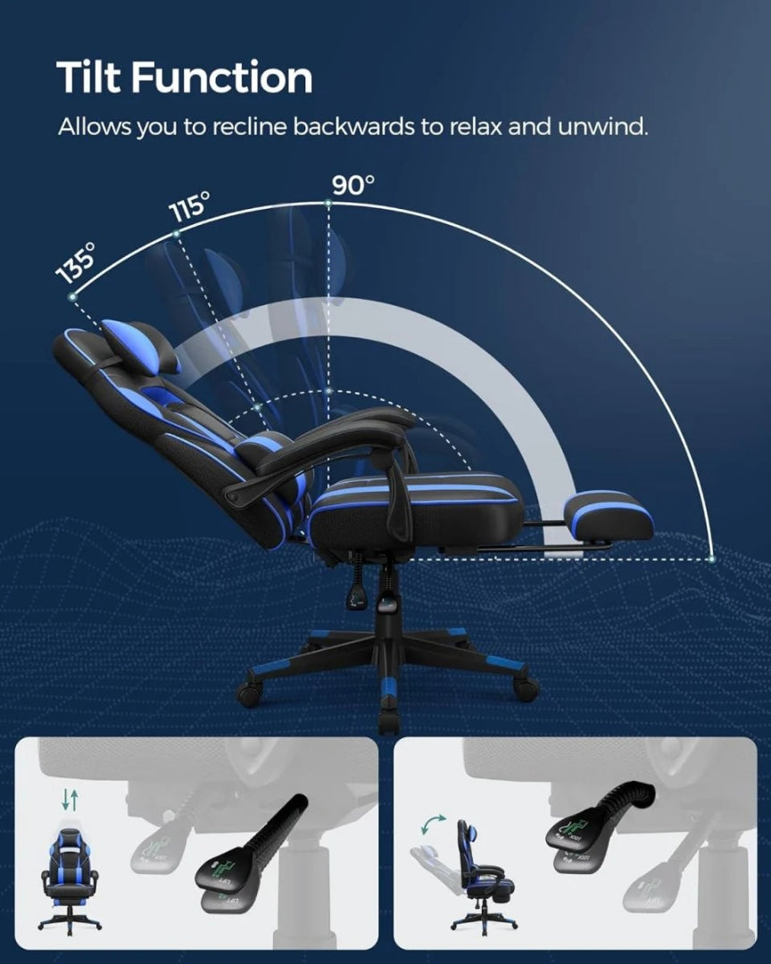 Ergonomisk gamingstol med nakkestøtte og fodstøtte – produktvisning 2 | Noreva Home