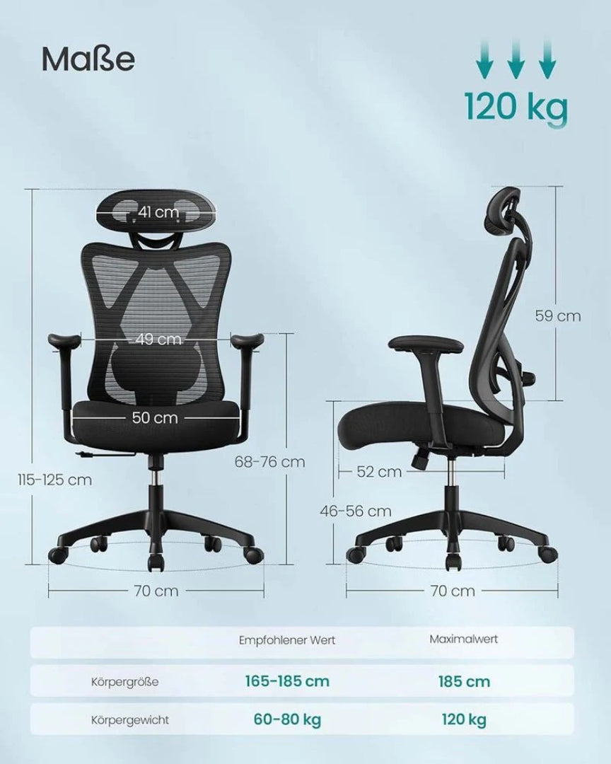 Ergonomisk kontorstol med justerbar ryg og armlæn – produktvisning 6 | Noreva Home