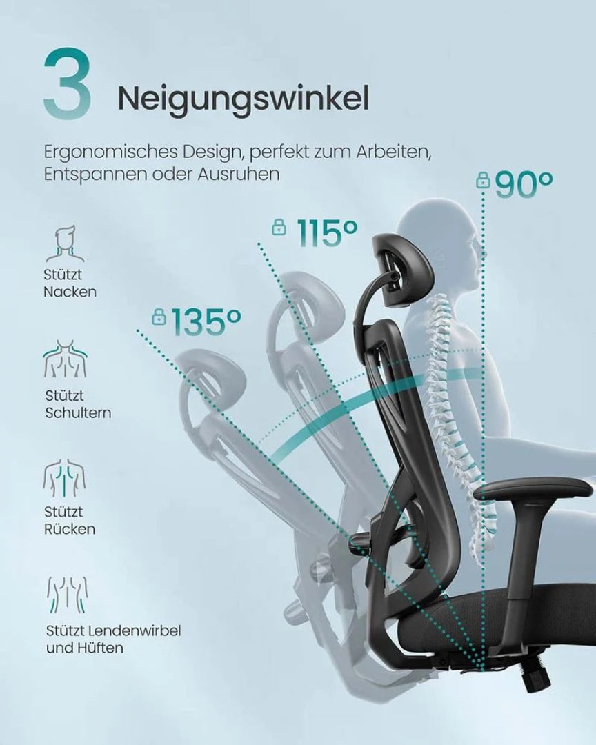 Ergonomisk kontorstol med justerbar ryg og armlæn – produktvisning 7 | Noreva Home