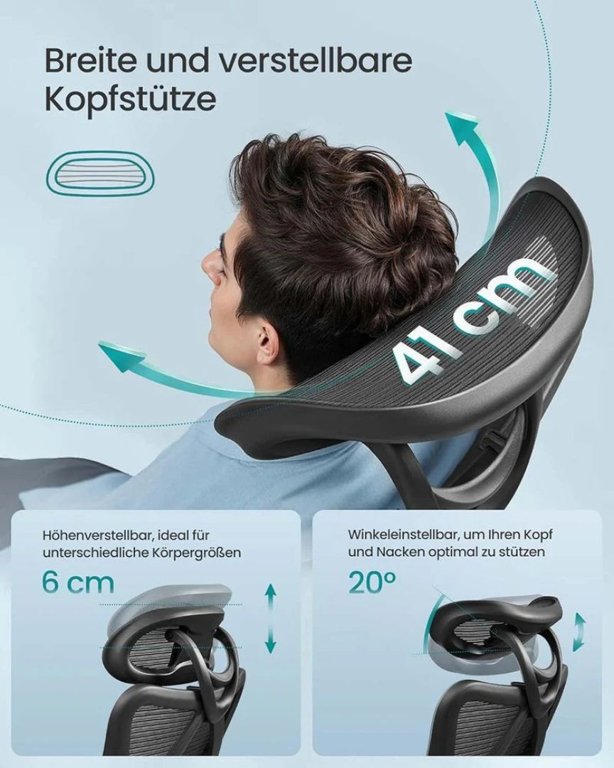 Ergonomisk kontorstol med justerbar ryg og armlæn – produktvisning 9 | Noreva Home