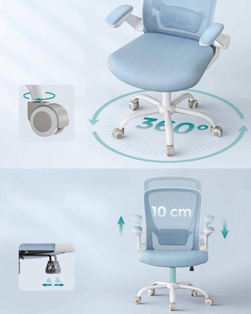 Ergonomisk kontorstol med justerbare armlæn og mesh-ryg – produktvisning 6 | Noreva Home