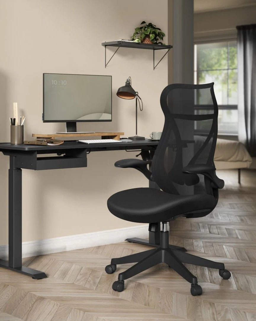 Ergonomisk kontorstol med lændestøtte og foldbare armlæn – produktvisning 3 | Noreva Home