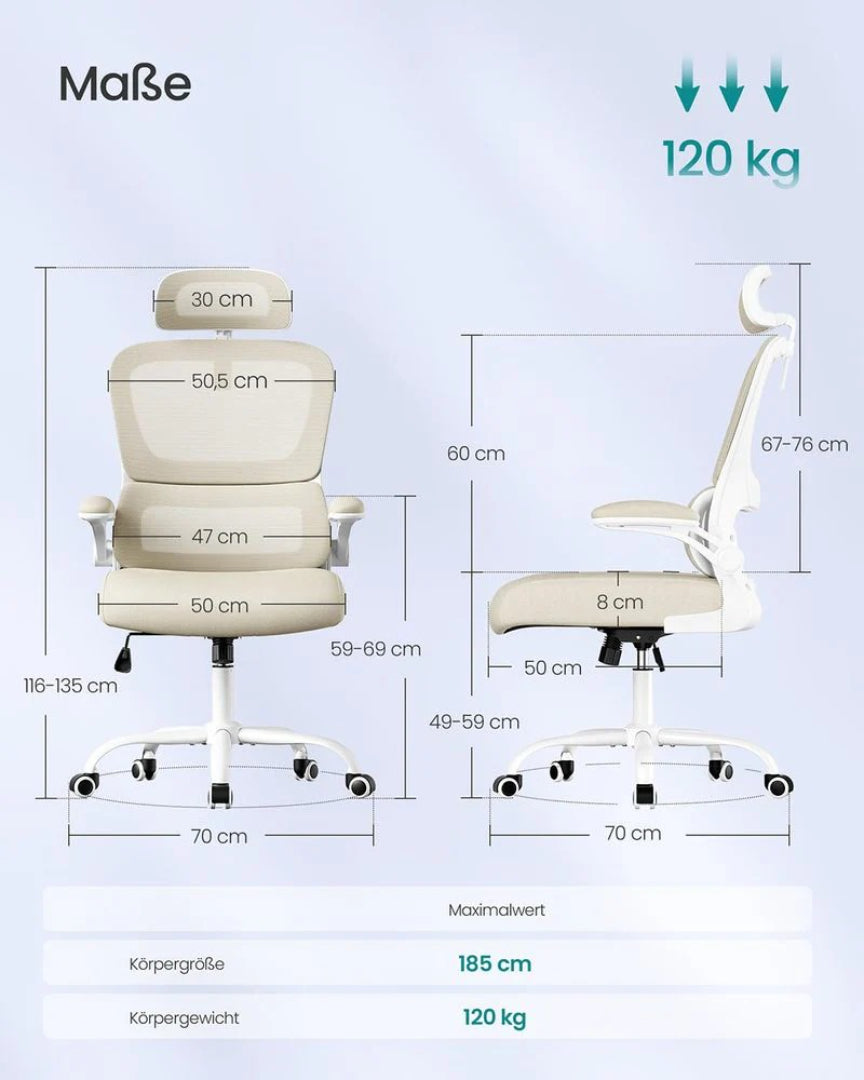 Ergonomisk kontorstol med mesh-ryg og nakkestøtte – produktvisning 9 | Noreva Home
