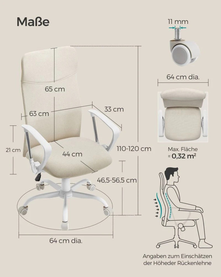 Ergonomisk kontorstol med stofbetræk – produktvisning 10 | Noreva Home