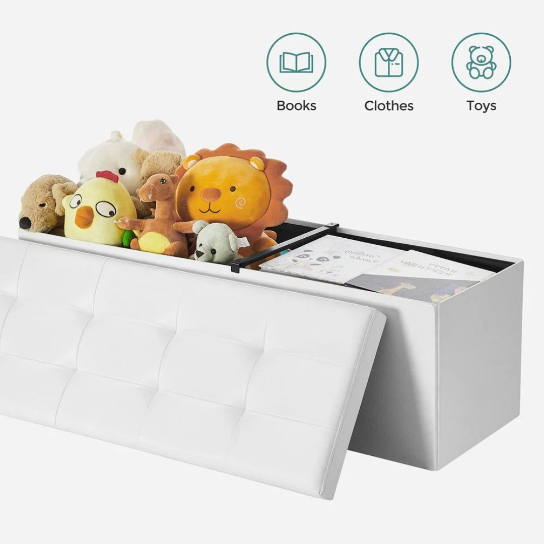 Foldbar opbevaringsbænk på 43 in med vippelåg og rumdeler, produktvisning 14 | Noreva Home