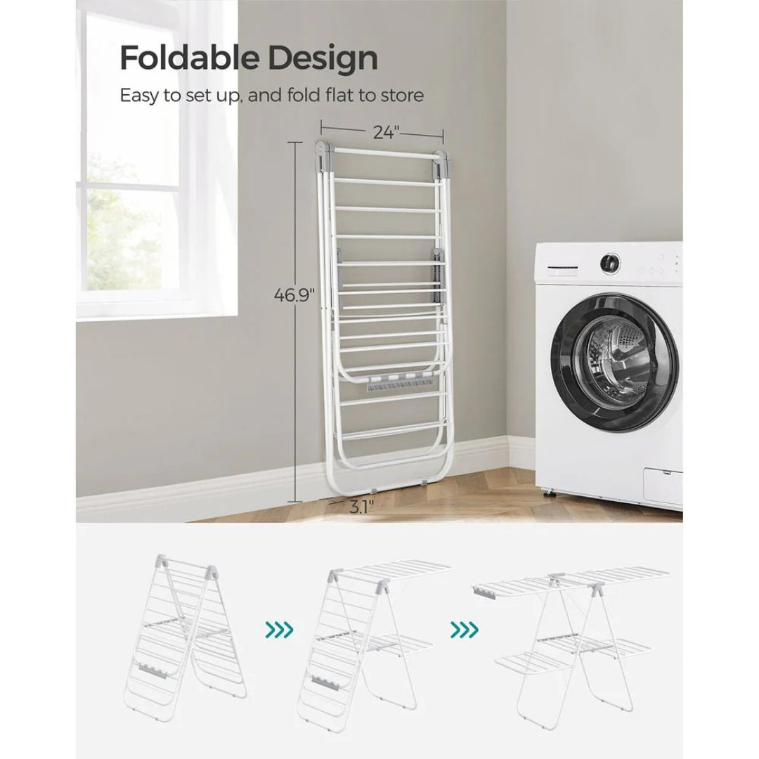 Foldbart tørrestativ i 2 niveauer med justerbare vinger, 67,3 in, produktvisning 12 | Noreva Home