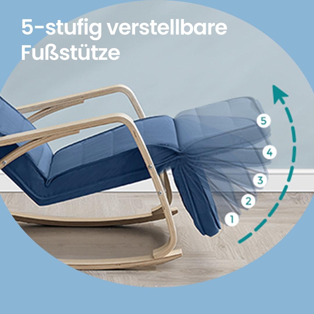Gyngestol med 5-trins justerbar fodstøtte og armlæn – produktvisning 14 | Noreva Home