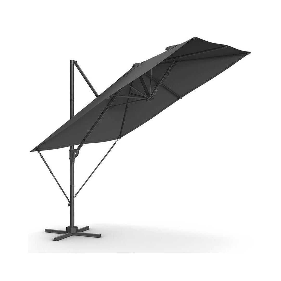 Hængeparasol 270 x 270 cm – 360° drejelig og vipbar 0-60° – UPF 50+ – stålstativ med kryds-fod – produktvisning 3 | Noreva Home