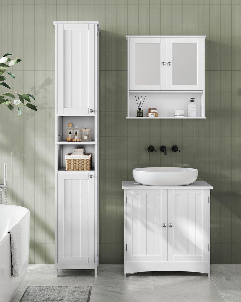 Højt badeværelsesskab med lys og justerbare hylder, 66,9 in, produktvisning 11 | Noreva Home