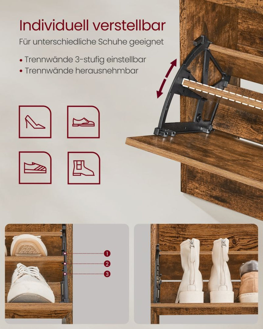 Højt skoskab med justerbare hylder og opbevaring – produktvisning 6 | Noreva Home
