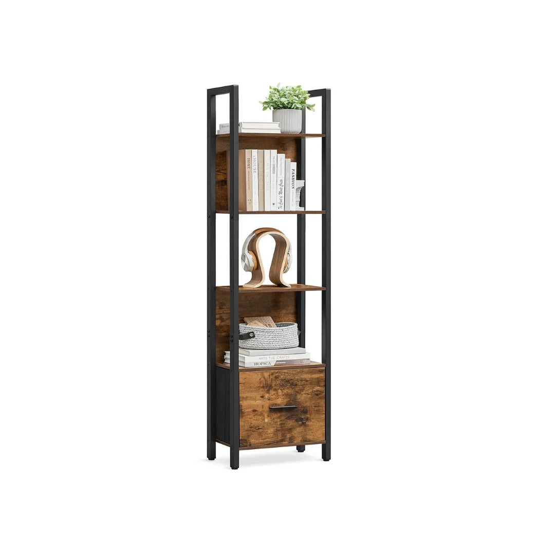 Industriel stige reol med skuffe 5 hylder – produktvisning 1 | Noreva Home