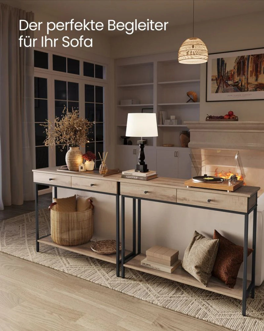 Industrielt konsolbord med 2 skuffer 100 cm – produktvisning 5 | Noreva Home