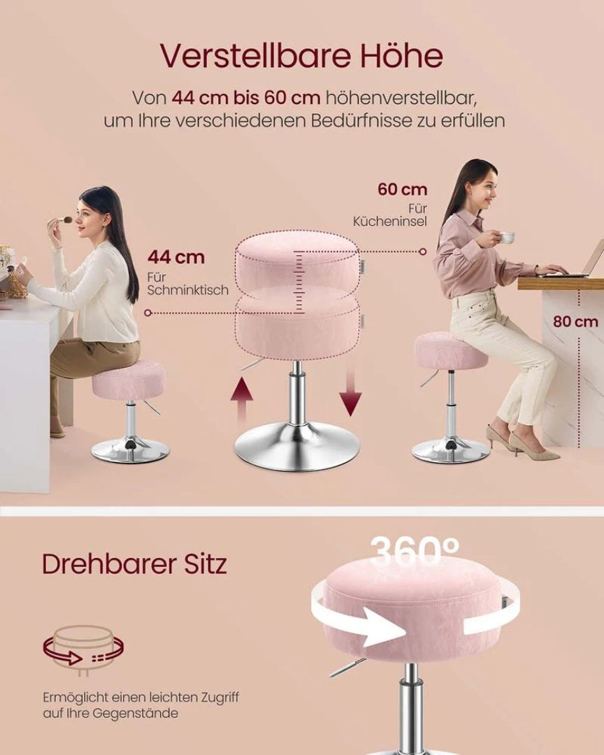 Justerbar drejelig makeupskammel med PU-sæde – produktvisning 6 | Noreva Home
