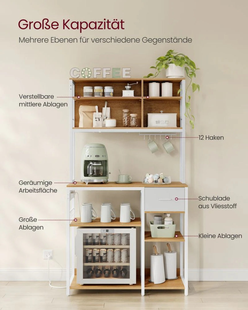 Køkkenreol med stikkontakt 100 cm og opbevaring – produktvisning 5 | Noreva Home