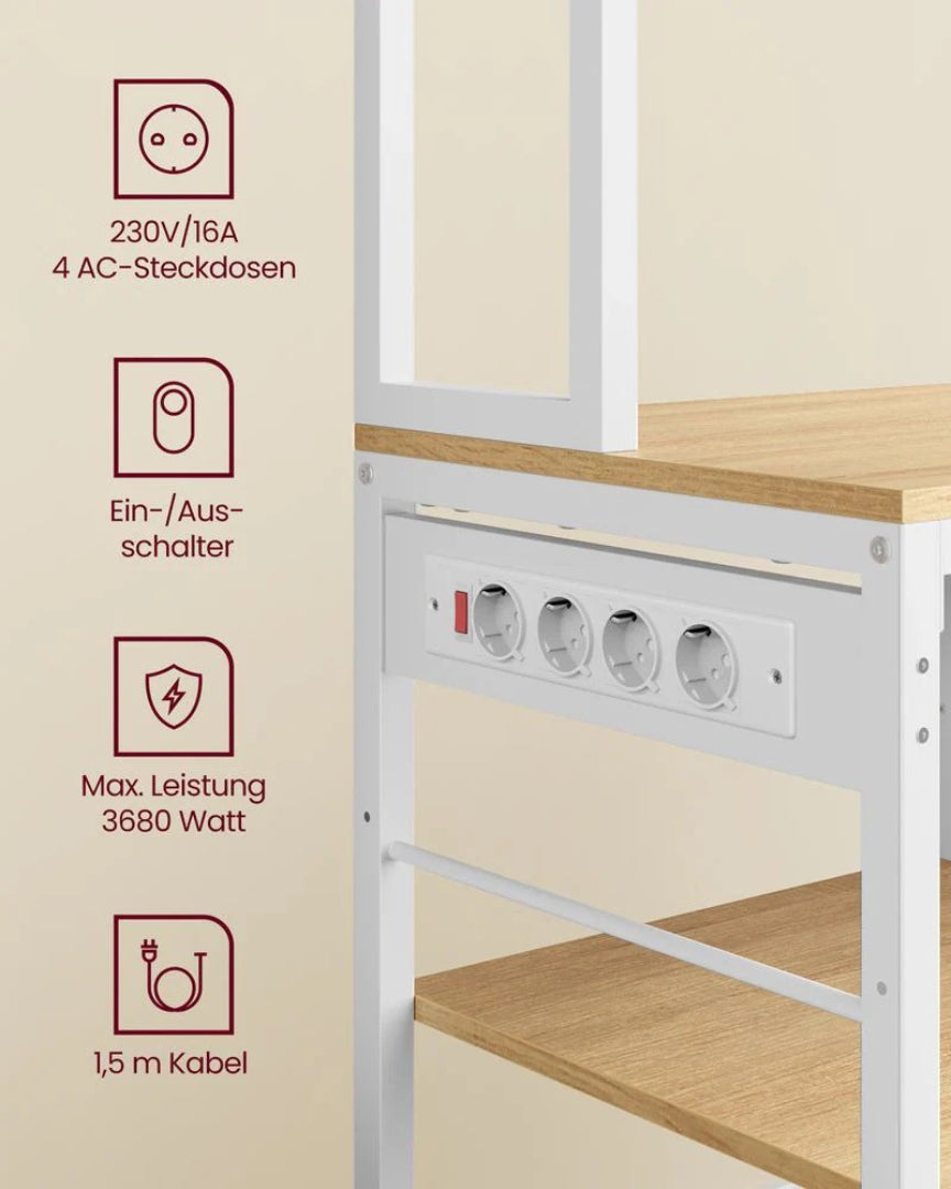 Køkkenreol med stikkontakt 100 cm og opbevaring – produktvisning 6 | Noreva Home