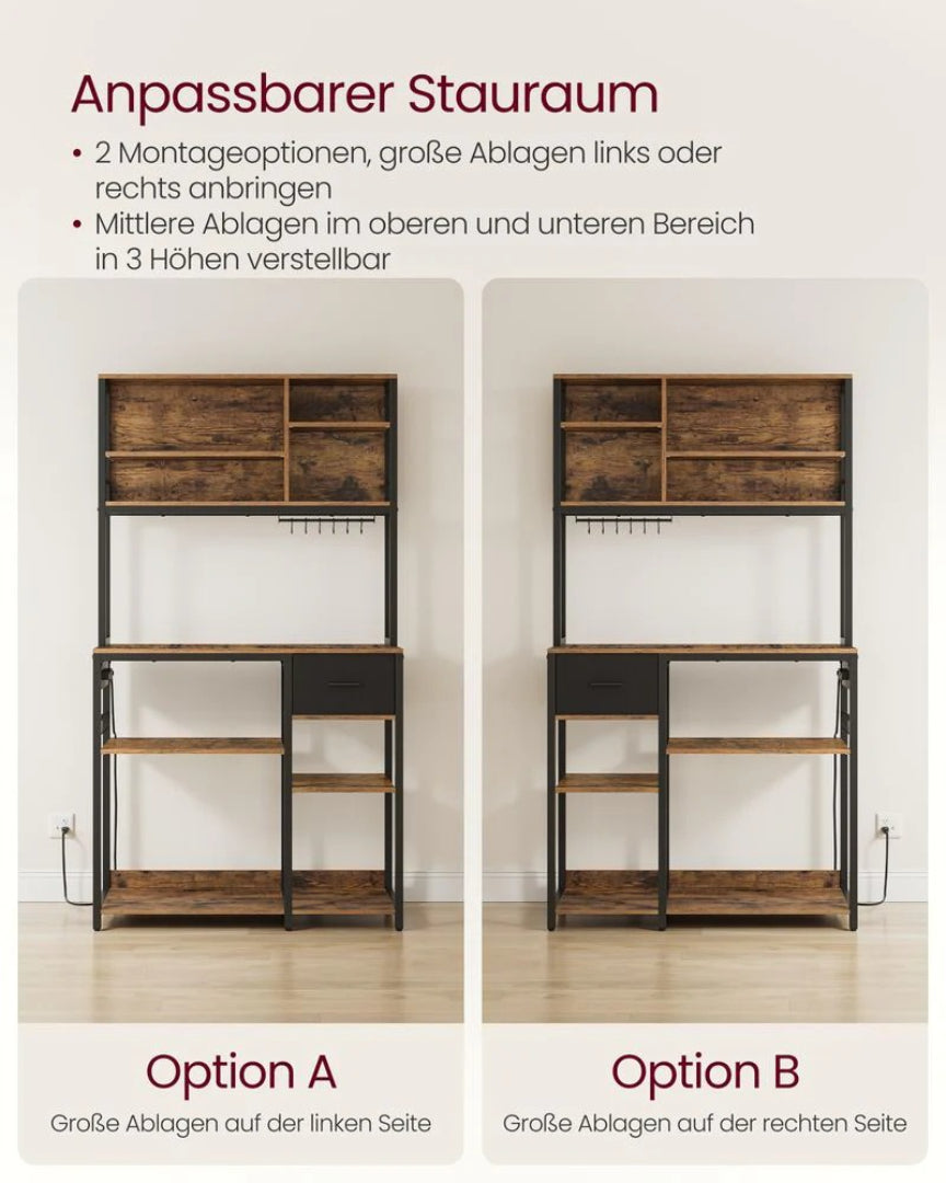 Køkkenreol med stikkontakt 100 cm og opbevaring – produktvisning 7 | Noreva Home